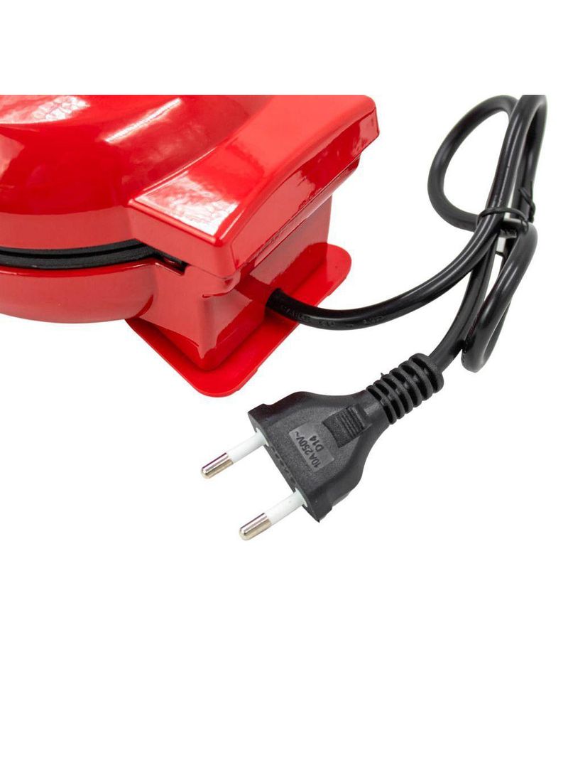 Mini Maquina Forma Elétrica Retro De Fazer Waffles Donuts Rosquinhas Vermelho