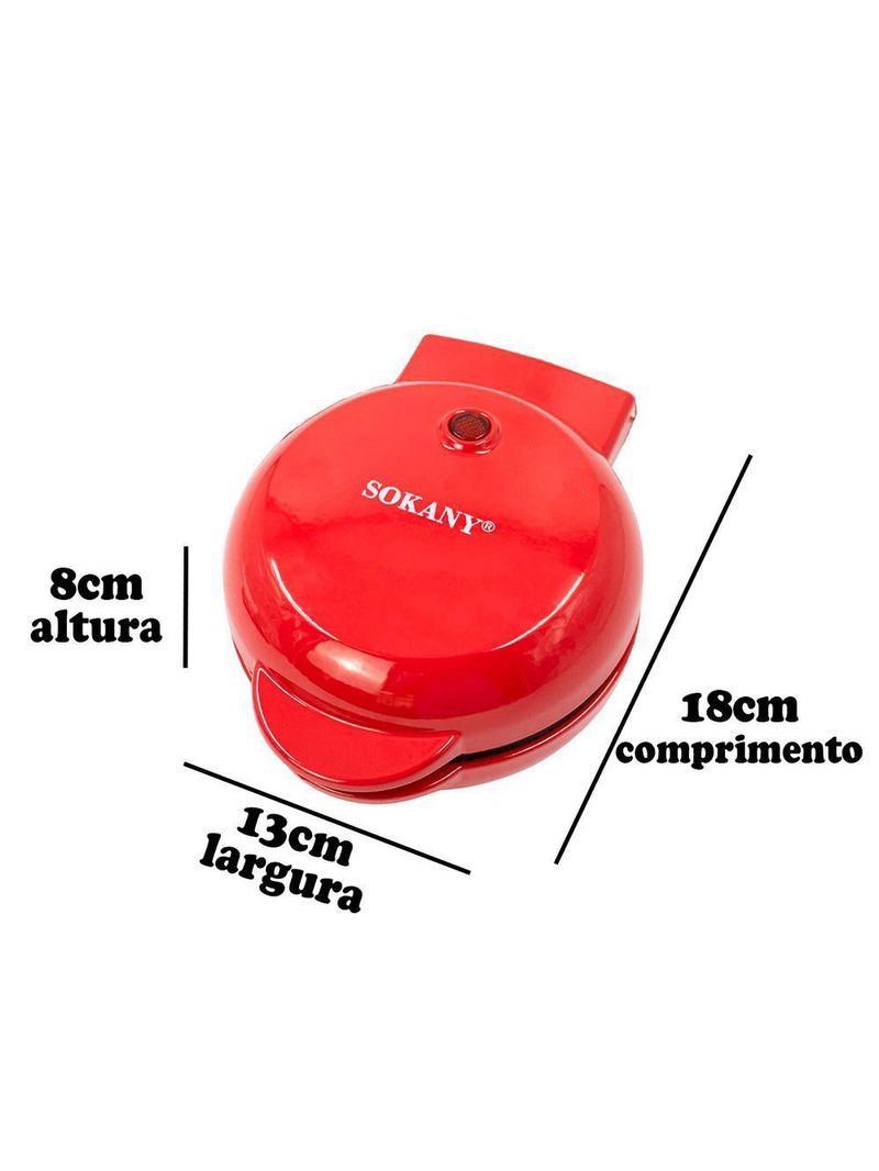 Mini Maquina Forma Elétrica Retro De Fazer Waffles Donuts Rosquinhas Vermelho