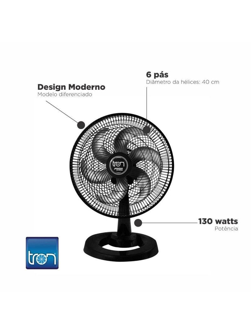 Ventilador De Mesa Premium 50 Cm 127v Preto Tron Preto 127v