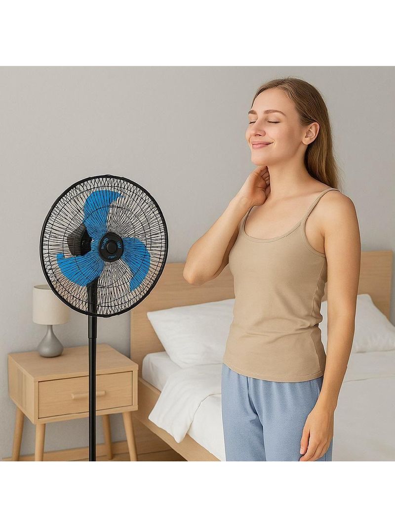 Ventilador De Chao Coluna Forte Silencioso Turbo Coluna Pedestal 3 Velocidades Ajustavel Helice Grade Metal Oscilante Ta