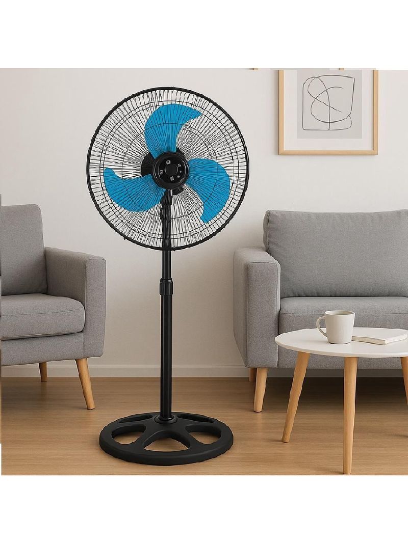 Ventilador De Chao Coluna Forte Silencioso Turbo Coluna Pedestal 3 Velocidades Ajustavel Helice Grade Metal Oscilante Ta