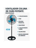 Ventilador De Chao Coluna Forte Silencioso Turbo Coluna Pedestal 3 Velocidades Ajustavel Helice Grade Metal Oscilante Ta