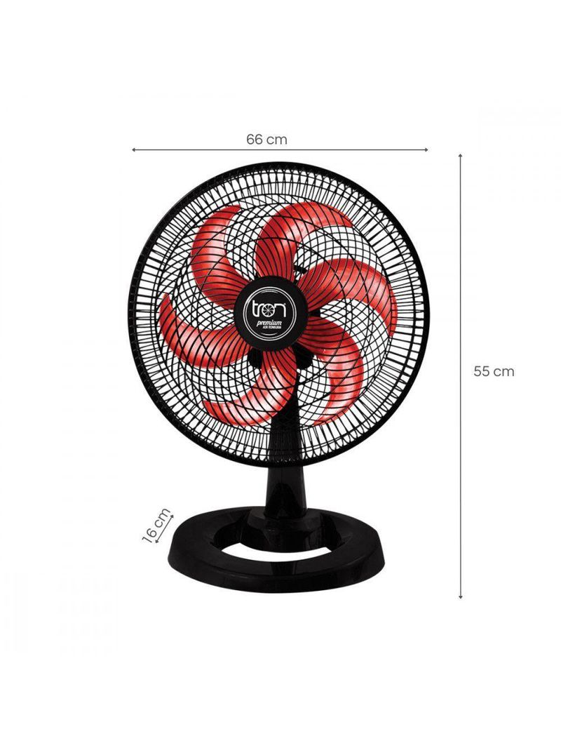 Ventilador De Mesa 127v Premium 50cm Preto/Vermelho Tron
