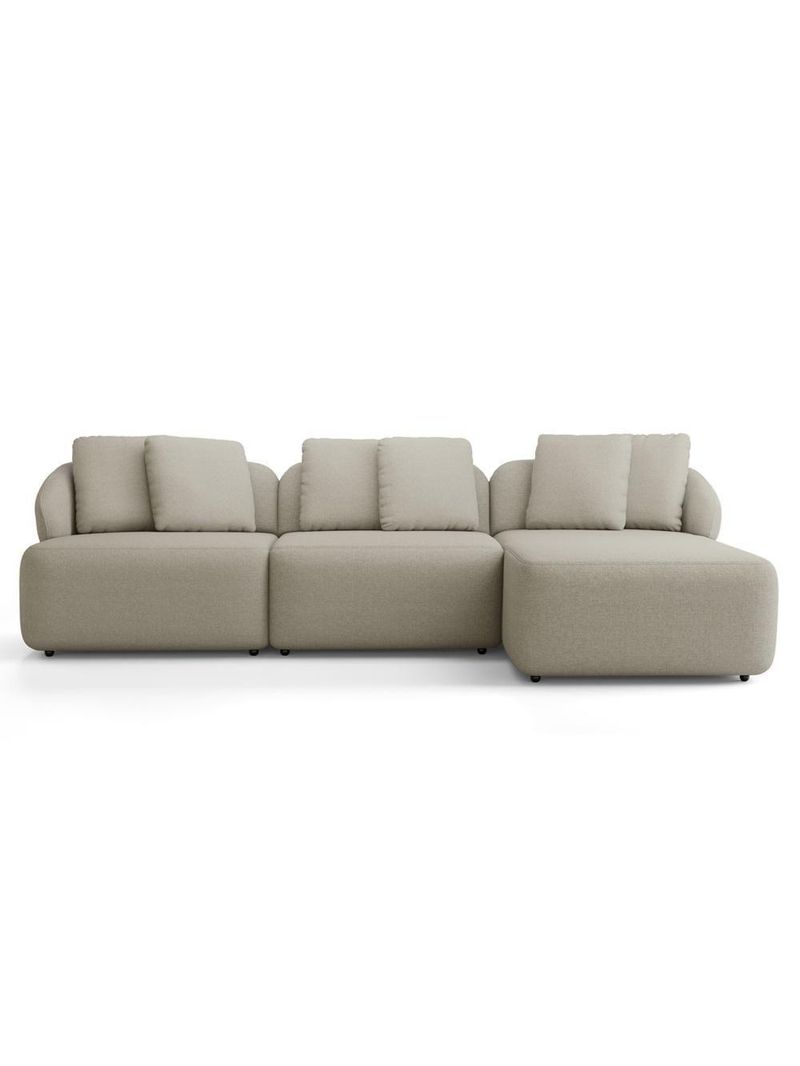 Sofá 3 Lugares Com Chaise Direito Sala Living 254cm Arlo F04 Linho Bege - Lyam Decor