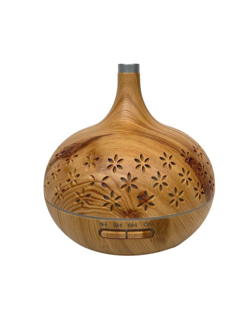 Umidificador Aromatizador Purificador De Ar Aroma Difusor Luz Led Controle Remoto Cuia Flores Marfim