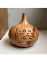 Umidificador Aromatizador Purificador De Ar Aroma Difusor Luz Led Controle Remoto Cuia Flores Marfim