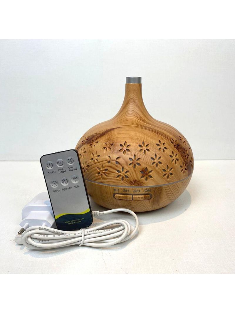 Umidificador Aromatizador Purificador De Ar Aroma Difusor Luz Led Controle Remoto Cuia Flores Marfim