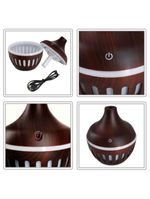 Umidificador Ultrassonico Formato Gota Rajada 200ml Mogno