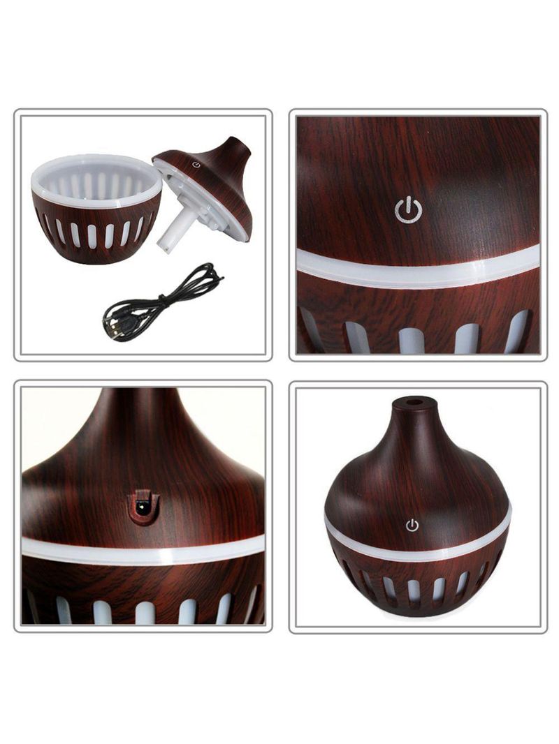 Umidificador Ultrassonico Formato Gota Rajada 200ml Mogno