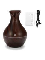 Umidificador Purificador Difusor Ultrassonico Luzes Led Marrom Escuro