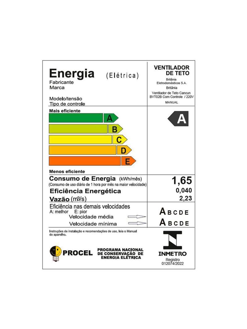 Ventilador de Teto Britânia 3 em 1 131W Cancun BVT02B 220V