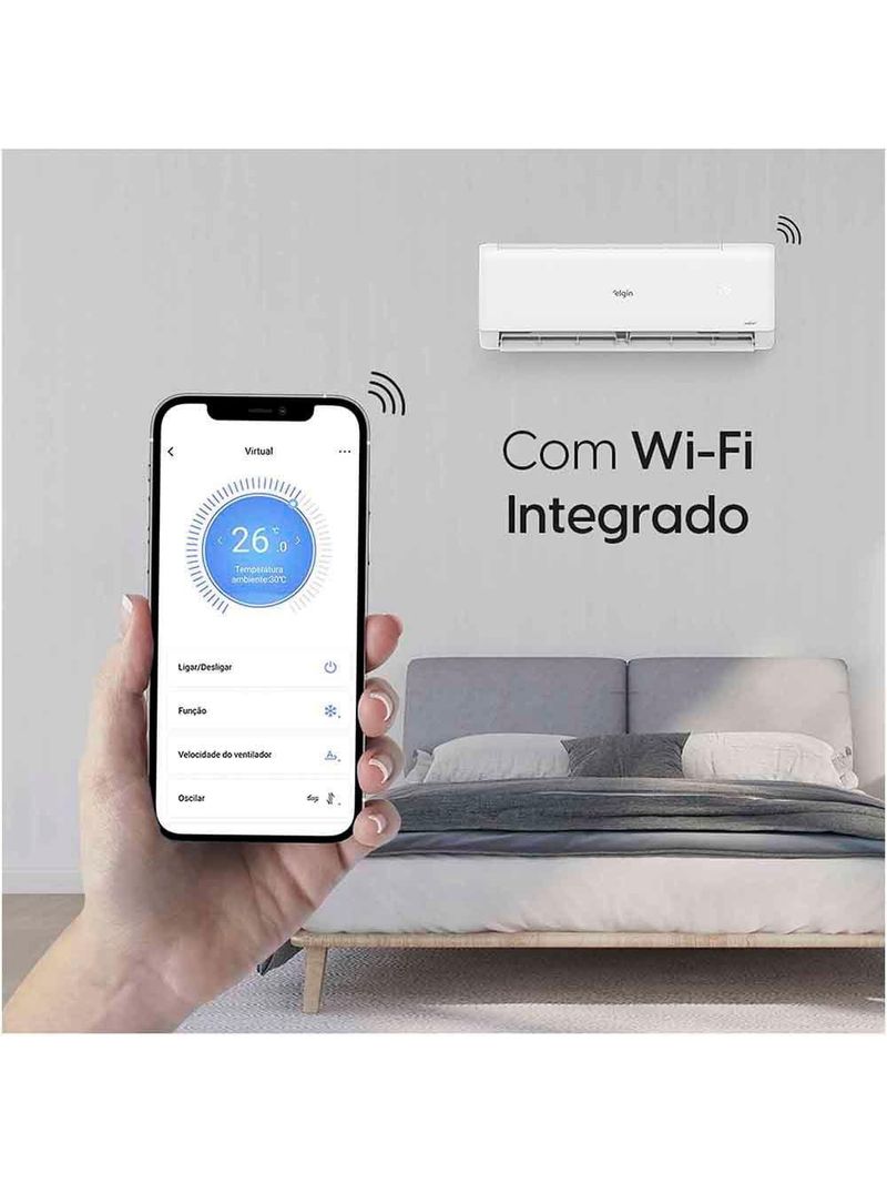 Ar Condicionado Split Hi Wall Eco II Wi-Fi Inverter Elgin 12000 BTUs R-32 Quente e Frio 220V