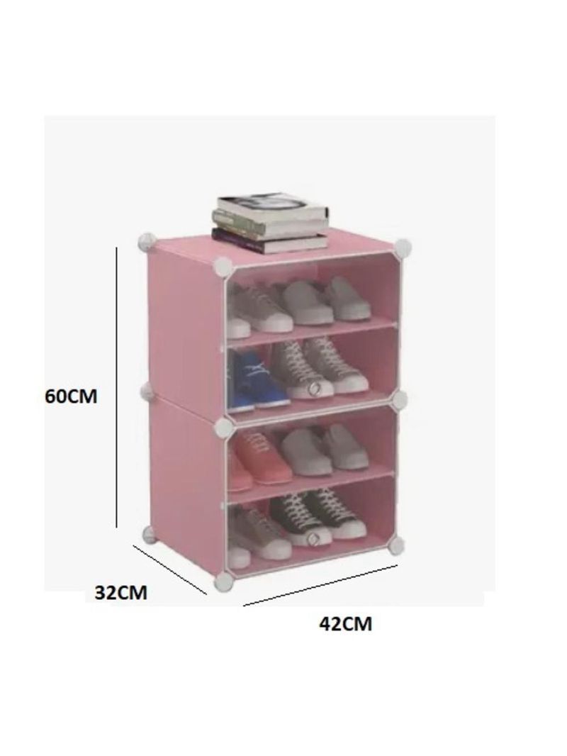 Sapateira Organizador De Roupas Brinquedos Multifuncional Desmontavel Armario 4 Prateleiras Rosa