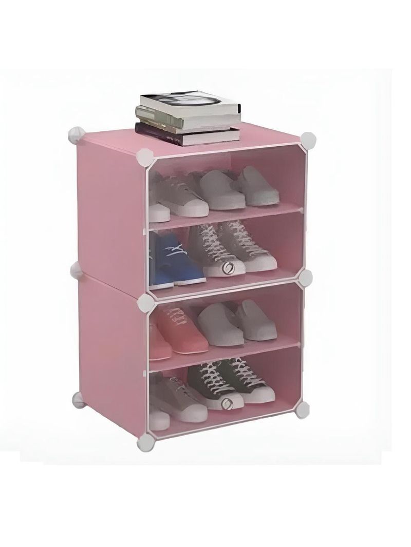 Sapateira Organizador De Roupas Brinquedos Multifuncional Desmontavel Armario 4 Prateleiras Rosa