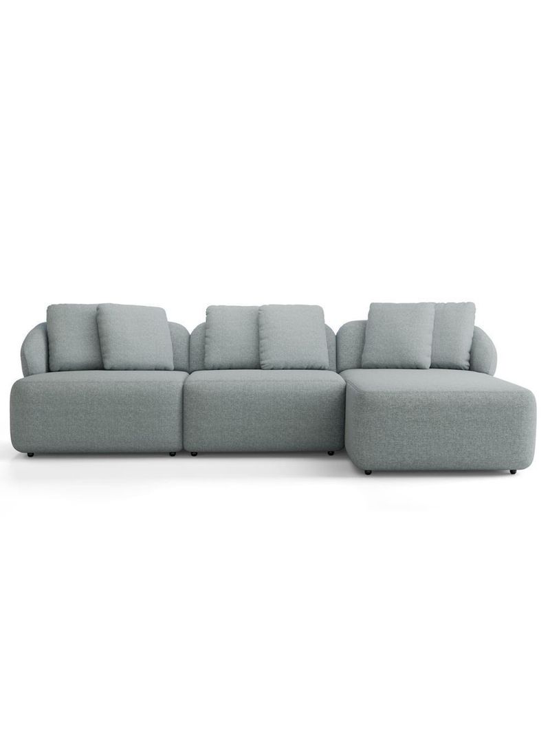 Sofá 3 Lugares Com Chaise Direito Sala Living 254cm Arlo F04 Linho Cinza - Lyam Decor