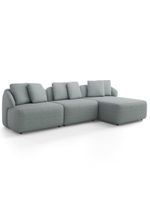 Sofá 3 Lugares Com Chaise Direito Sala Living 254cm Arlo F04 Linho Cinza - Lyam Decor