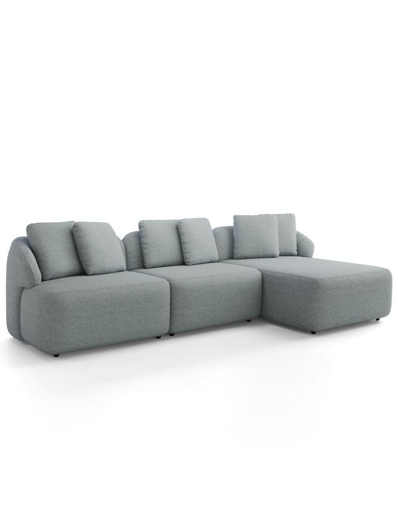 Sofá 3 Lugares Com Chaise Direito Sala Living 254cm Arlo F04 Linho Cinza - Lyam Decor