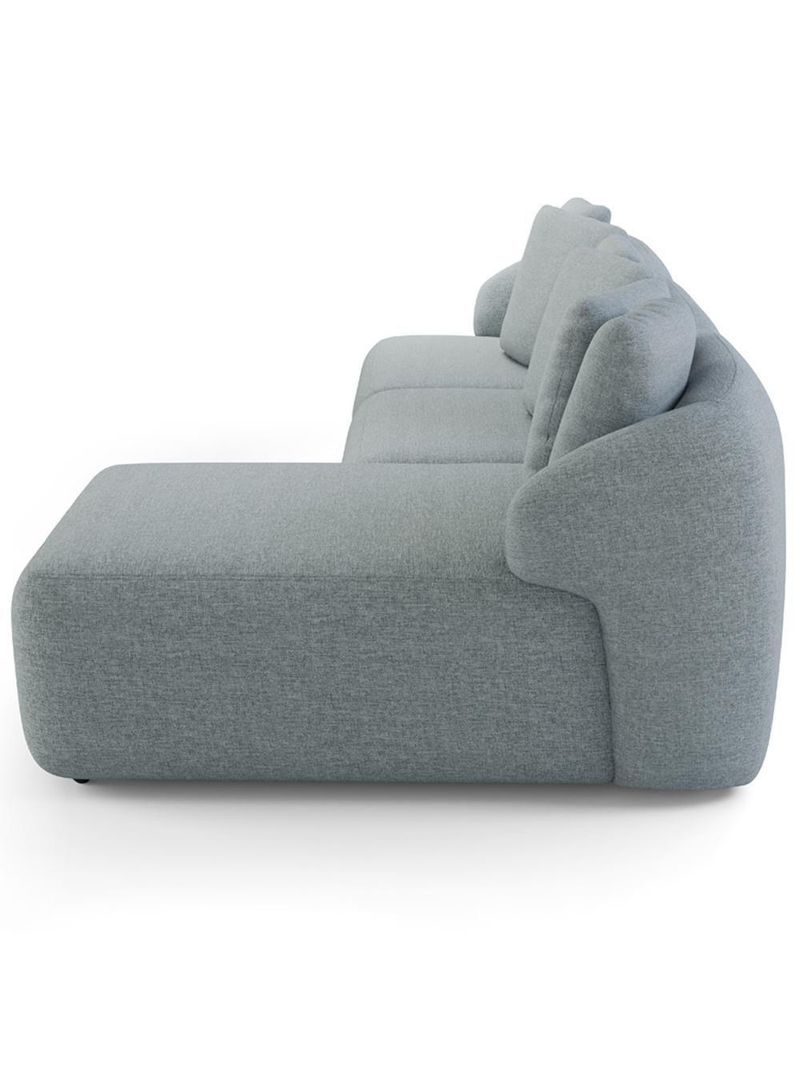 Sofá 3 Lugares Com Chaise Direito Sala Living 254cm Arlo F04 Linho Cinza - Lyam Decor