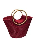 Bolsa Grande Alça Madeira Artesanal Cor:vinho