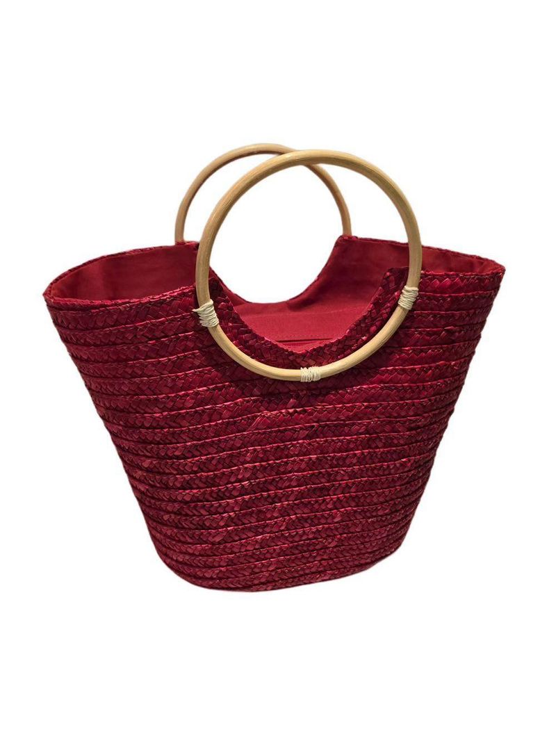 Bolsa Grande Alça Madeira Artesanal Cor:vinho