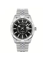 Relógio Masculino Sapphero Em Aço Inoxidável - Design Clássico Preto Prateado