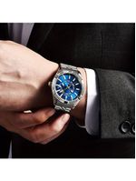 Relógio Masculino Sapphero Em Aço Inoxidável - Design Clássico Azul