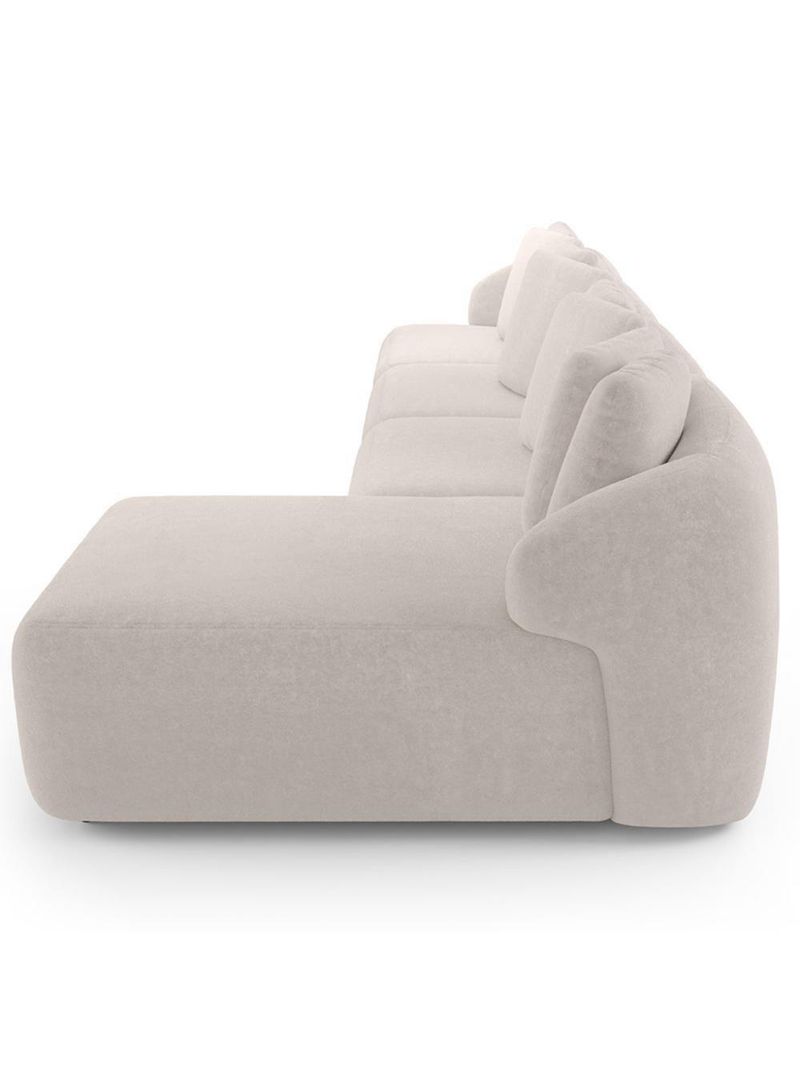 Sofá 5 Lugares Com Chaise Direito Sala Living 394cm Arlo F04 Veludo Bege - Lyam Decor