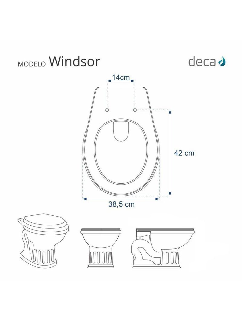 Tampa de Vaso Sanitário Poliéster Windsor Branco – Para Bacia Deca