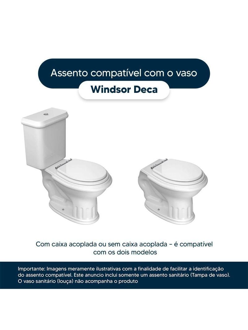 Tampa de Vaso Sanitário Poliéster Windsor Branco – Para Bacia Deca