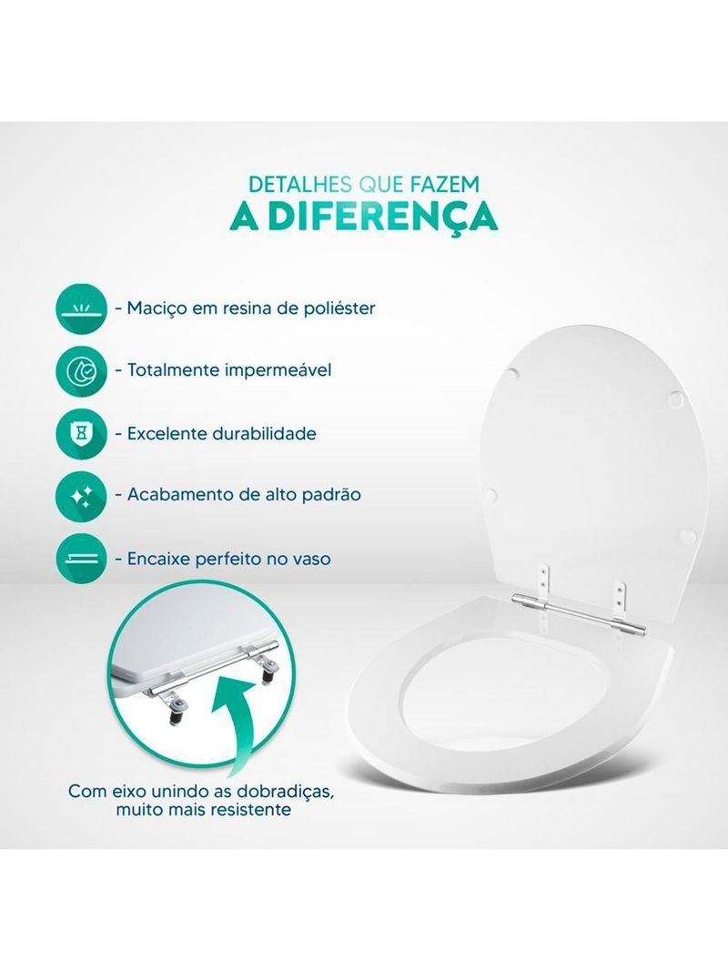 Tampa de Vaso Sanitário Poliéster Windsor Branco – Para Bacia Deca