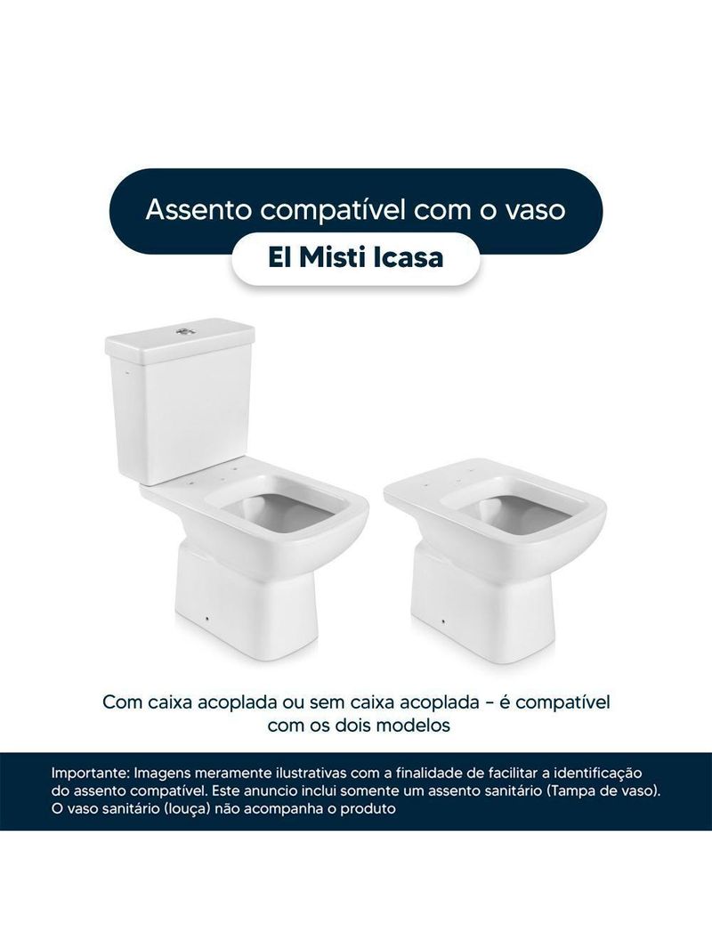 Tampa de Vaso Sanitário Poliéster Misti Branco – Para Louça Icasa 6LPF
