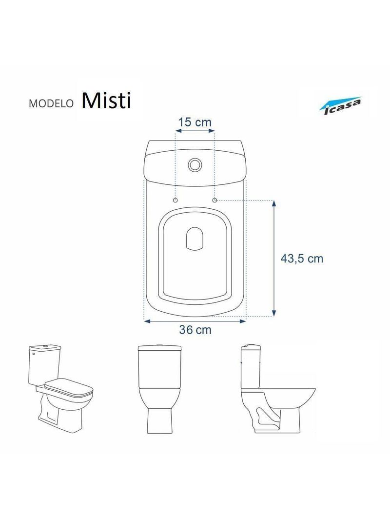 Tampa de Vaso Sanitário Poliéster Misti Branco – Para Louça Icasa 6LPF