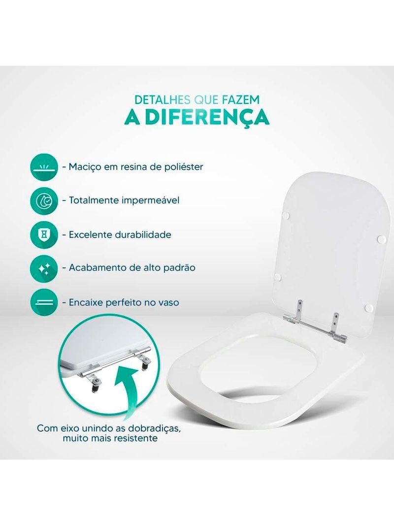 Tampa de Vaso Sanitário Poliéster Misti Branco – Para Louça Icasa 6LPF