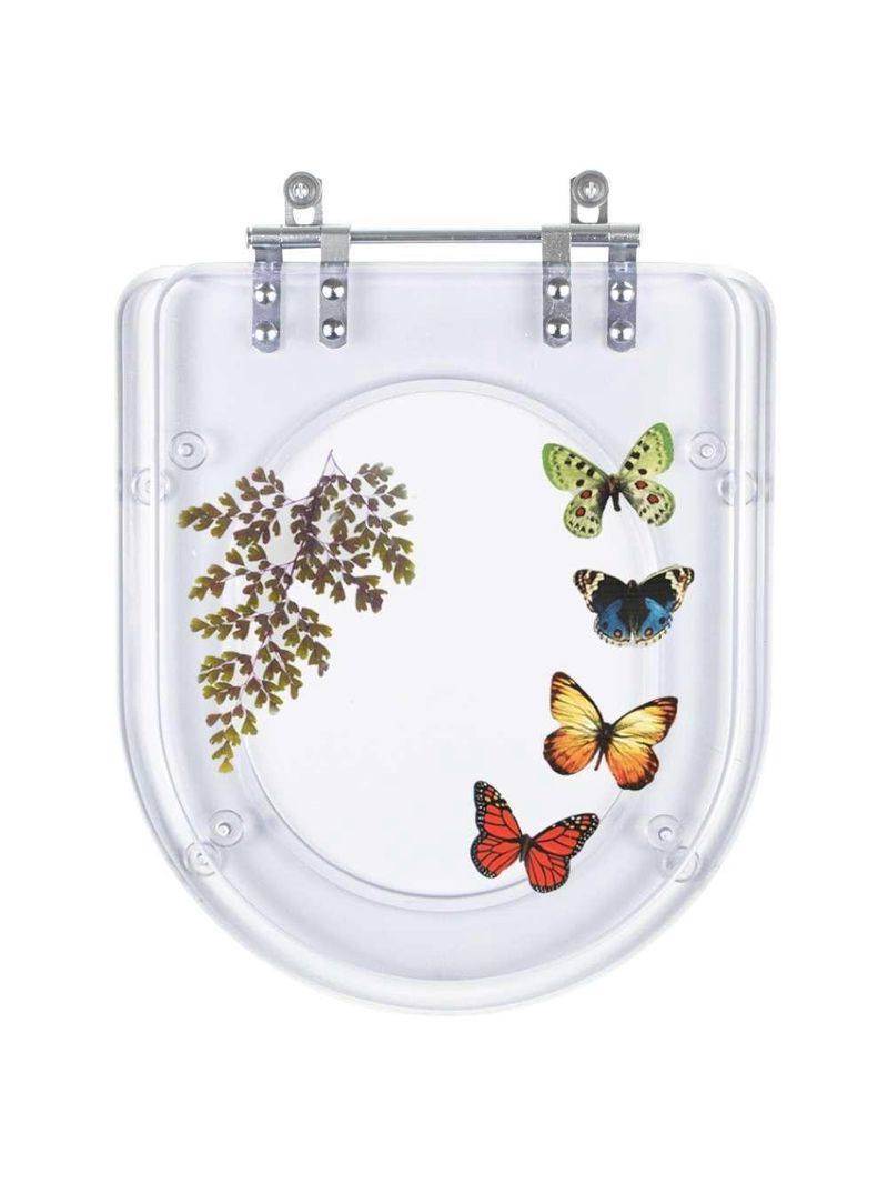 Tampa de Vaso Sanitário Poliéster Decorada Borboleta Luna Transparente – Para Louça Icasa