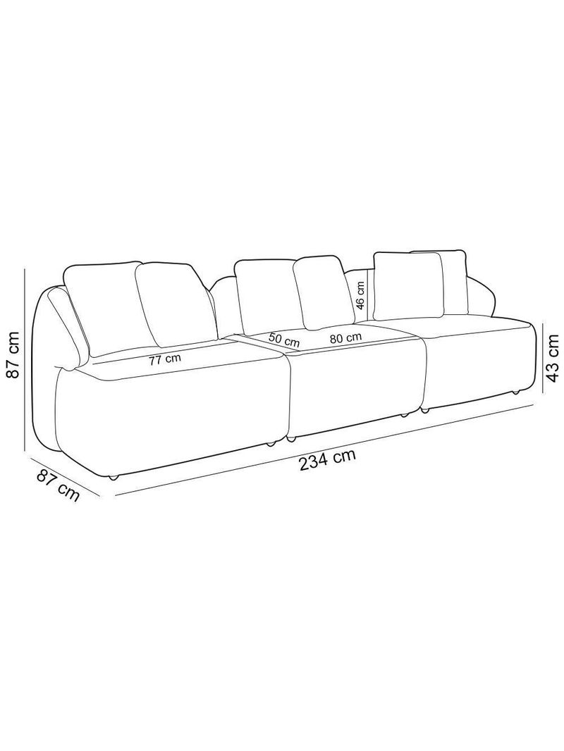Sofá 3 Lugares Para Sala De Estar Living 234cm Arlo F04 Veludo Bege - Lyam Decor