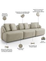 Sofá 3 Lugares Para Sala De Estar Living 234cm Arlo F04 Veludo Bege - Lyam Decor