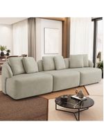 Sofá 3 Lugares Para Sala De Estar Living 234cm Arlo F04 Veludo Bege - Lyam Decor