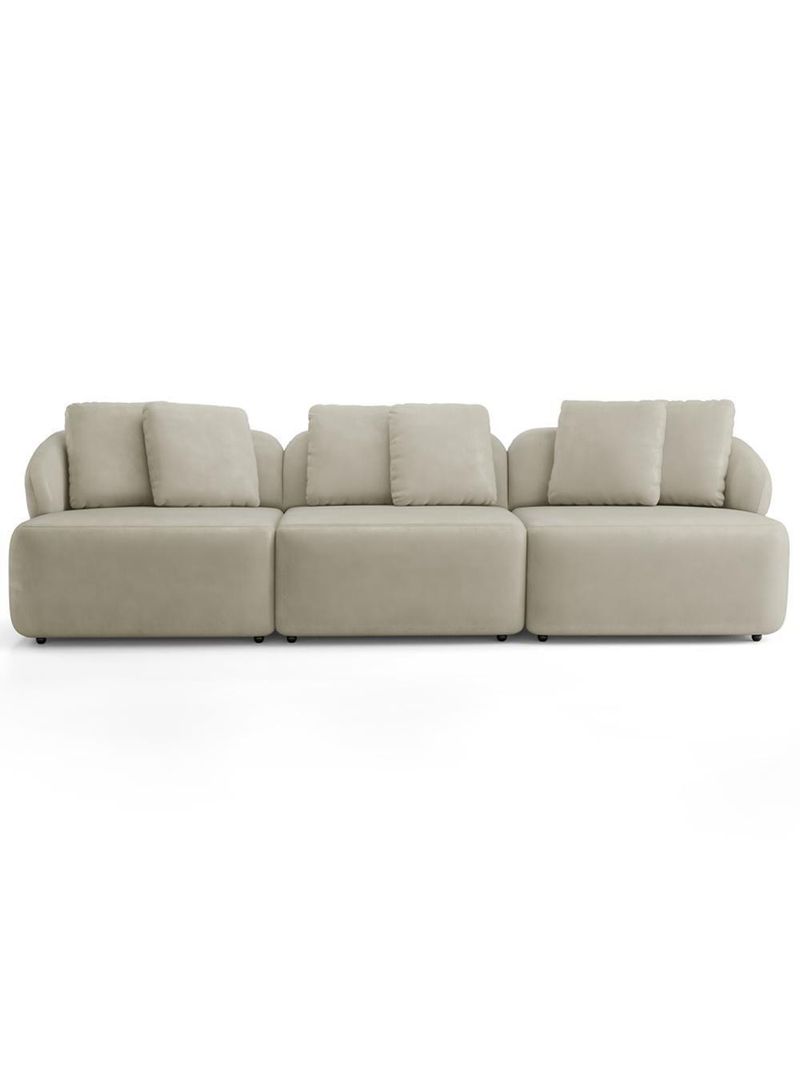 Sofá 3 Lugares Para Sala De Estar Living 234cm Arlo F04 Veludo Bege - Lyam Decor