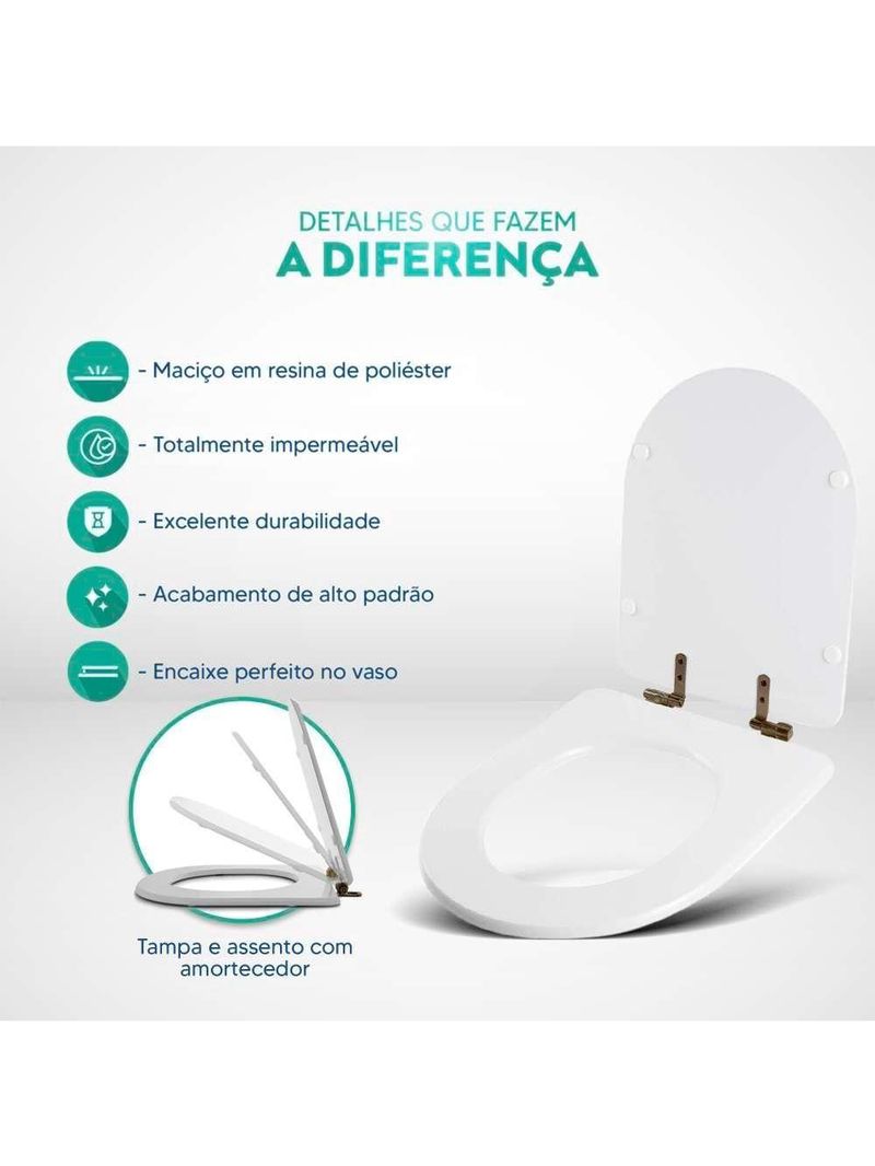 Tampa de Vaso Sanitário Poliéster com Fechamento Lento Duna Marrom Fosco – Para Louça Deca