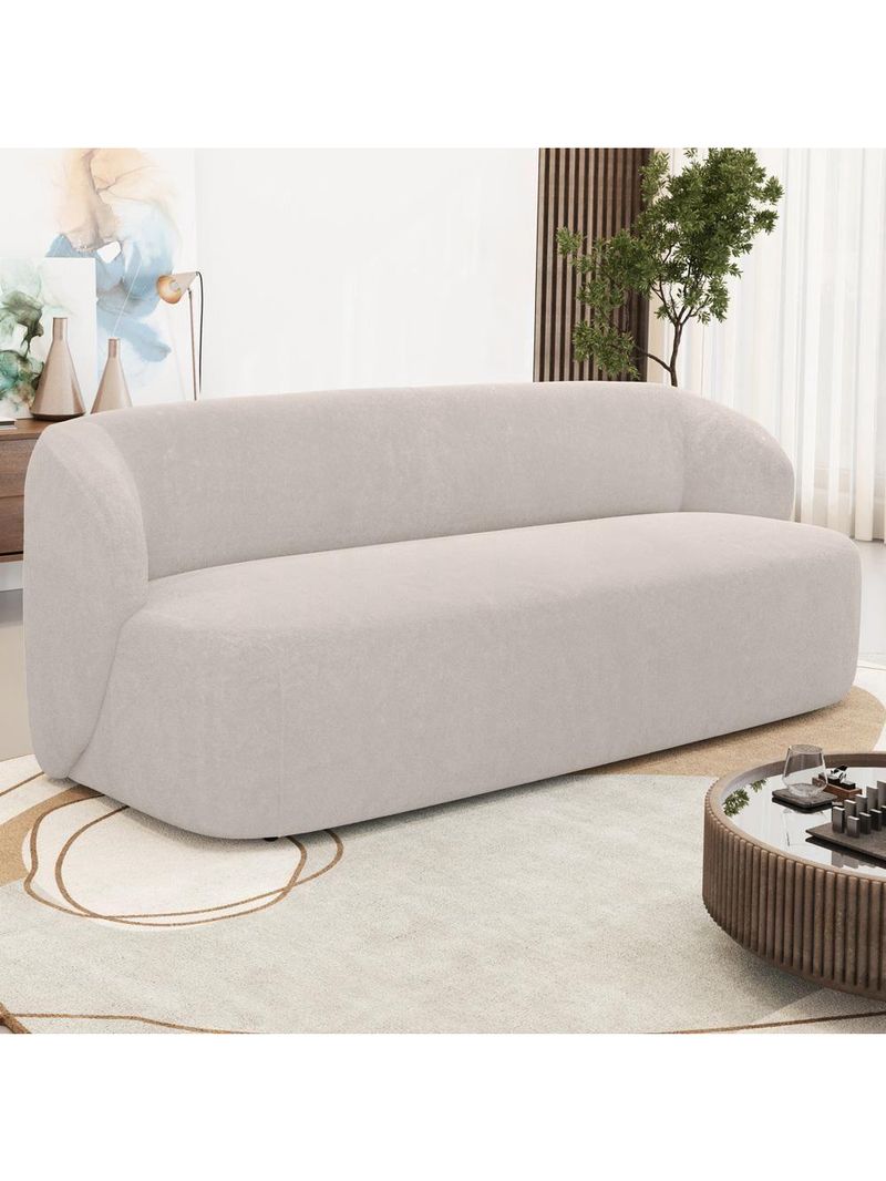 Sofá 2 Lugares Orgânico Para Sala De Estar Living 170cm Heidy F04 Bouclê Bege - Lyam Decor