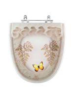 Tampa de Vaso Sanitário Poliéster Decorada Borboleta Aloha Bege – Para Louça Celite