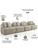 Sofá 4 Lugares Para Sala De Estar Living 314cm Arlo F04 Veludo Bege - Lyam Decor