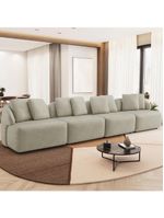 Sofá 4 Lugares Para Sala De Estar Living 314cm Arlo F04 Veludo Bege - Lyam Decor