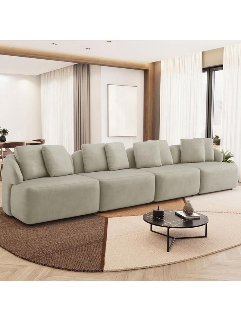 Sofá 4 Lugares Para Sala De Estar Living 314cm Arlo F04 Veludo Bege - Lyam Decor