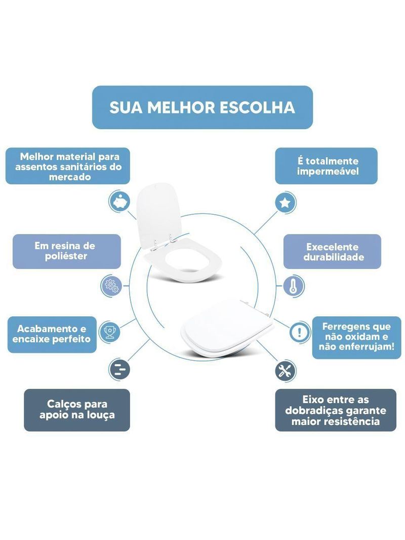 Tampa de Vaso Sanitário Poliéster Acrílico Ibiza Branco – Para Bacia Incepa