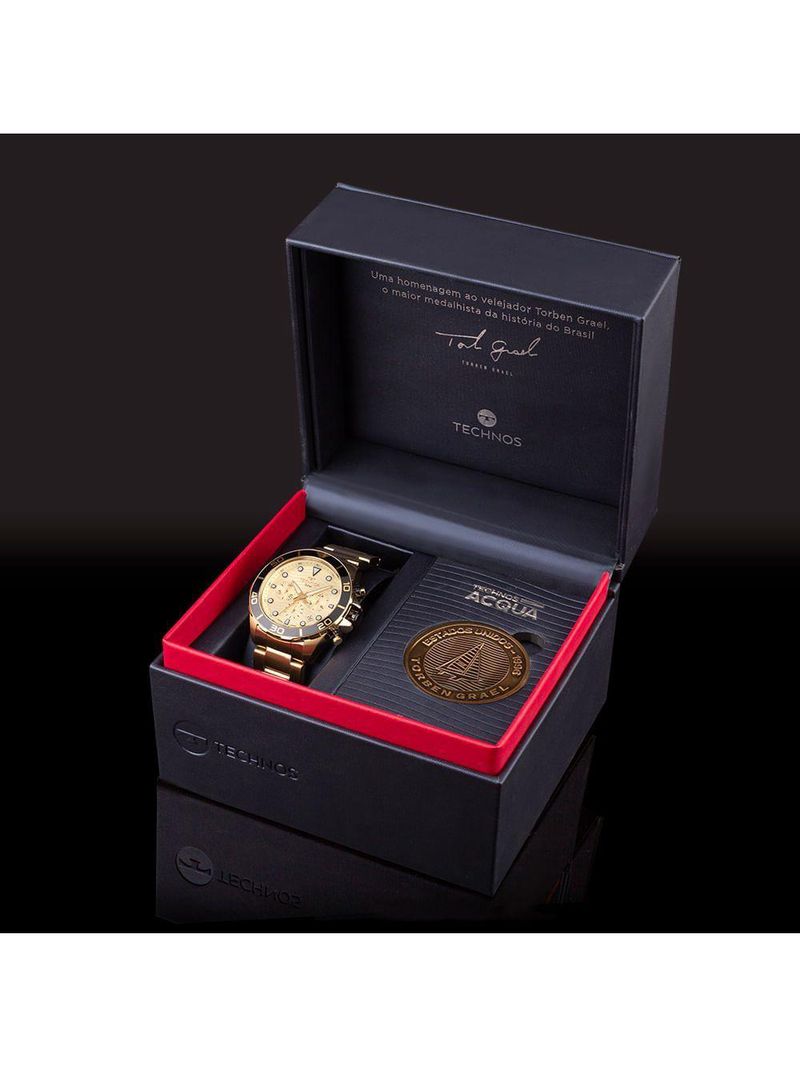 Kit Technos Masculino Acqua Dourado Edição Especial Torben Grael - Js25bbv-1d Js25bbv-1d