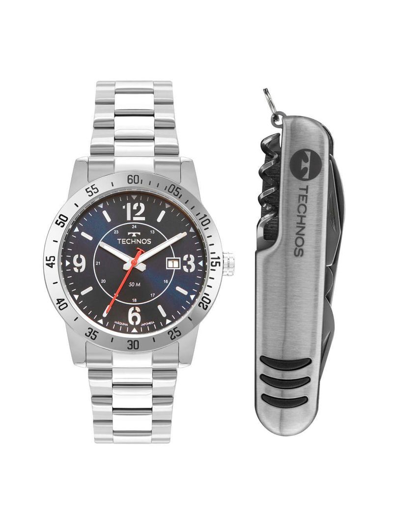 Kit Technos Masculino Militar Prata - 2115tvh-k1a 2115tvh-k1a