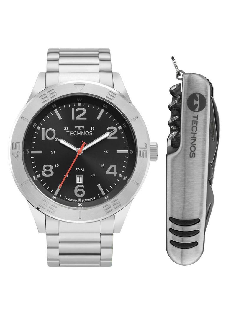 Kit Technos Masculino Militar Prata - 2115tvi-k1p 2115tvi-k1p