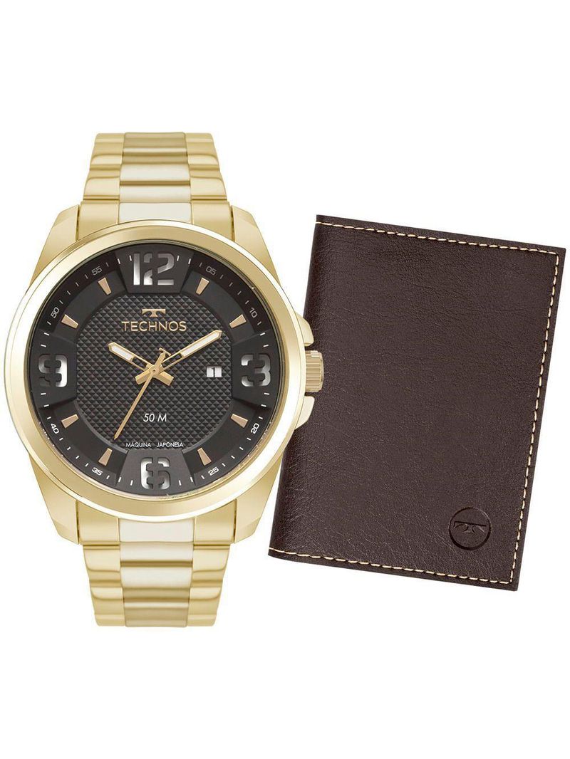 Kit Technos Masculino Militar Dourado - 2117lfg-k1p 2117lfg-k1p