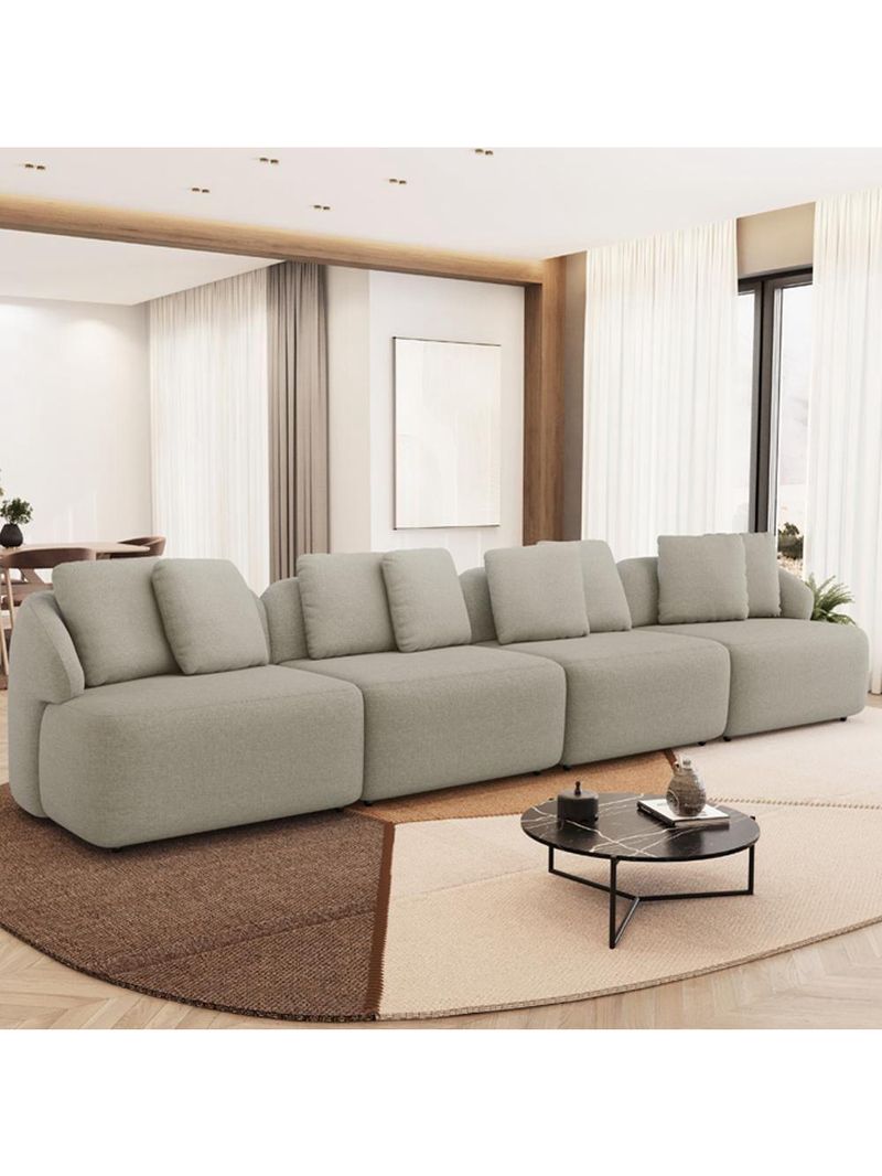 Sofá 4 Lugares Para Sala De Estar Living 314cm Arlo F04 Linho Bege - Lyam Decor